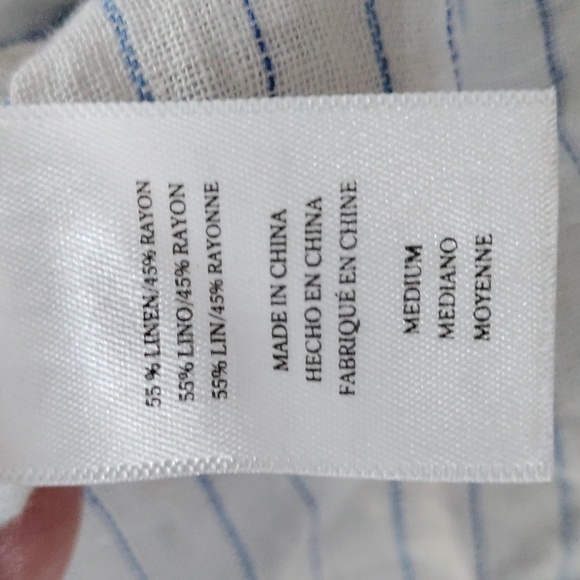 02522 Rails blue & white mostly linen Madeline Stripe skirt M - Picture 10 of 11